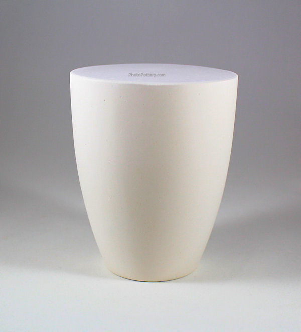 Medium plaster cup mold for hand-building pottery mugs and cups. Mold shown upright.